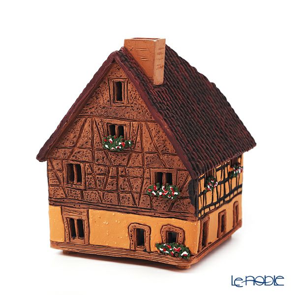 北欧リトアニア製陶器 ミデーネ MIDENE ミニチュアハウス 煙突＆香台付 フランス セゲルスベールの家12cm A278AR