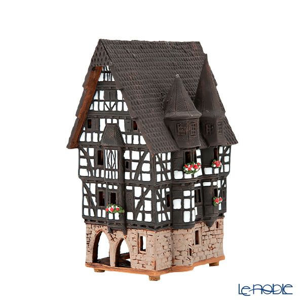 北欧リトアニア製陶器 ミデーネ MIDENE ミニチュアハウス 香台付 ドイツ アルスフェルト 市庁舎 B210N H16cm