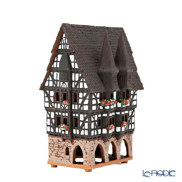 北欧リトアニア製陶器 ミデーネ MIDENE ミニチュアハウス 香台付 ドイツ アルスフェルト 市庁舎 B210N H16cm