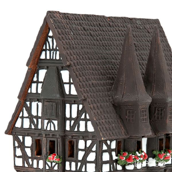 北欧リトアニア製陶器 ミデーネ MIDENE ミニチュアハウス 香台付 ドイツ アルスフェルト 市庁舎 B210N H16cm