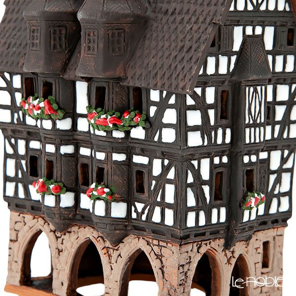 北欧リトアニア製陶器 ミデーネ MIDENE ミニチュアハウス 香台付 ドイツ アルスフェルト 市庁舎 B210N H16cm