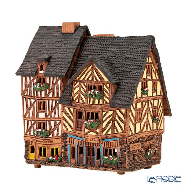 北欧リトアニア製陶器 ミデーネ MIDENE ミニチュアハウス 煙突＆香台付 フランス レンヌの家 B299AR