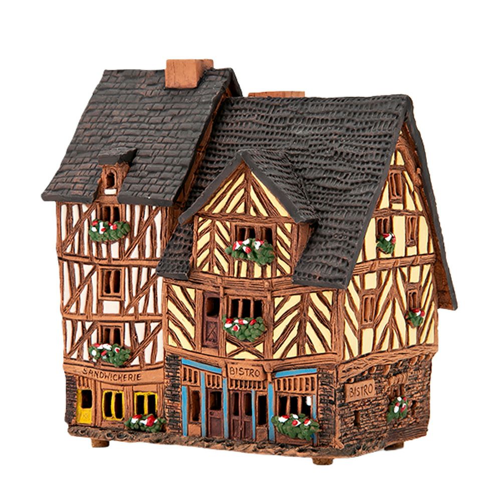 北欧リトアニア製陶器 ミデーネ MIDENE ミニチュアハウス 煙突＆香台付 フランス レンヌの家 B299AR