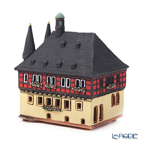 北欧リトアニア製陶器 ミデーネ MIDENE ミニチュアハウス 香台付 ドイツ ヴェルニゲローデの市役所 14cm B314N
