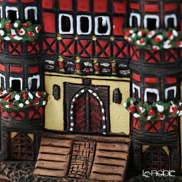 北欧リトアニア製陶器 ミデーネ MIDENE ミニチュアハウス 香台付 ドイツ ヴェルニゲローデの市役所 14cm B314N