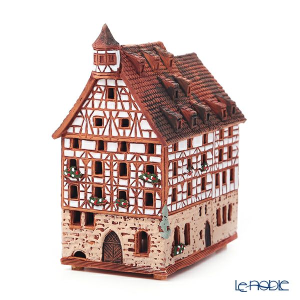 北欧リトアニア製陶器 ミデーネ MIDENE ミニチュアハウス 煙突＆香台付 ドイツ ニュルンベルクのピラトゥスハウス 15cm B338AR