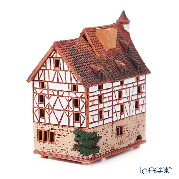 北欧リトアニア製陶器 ミデーネ MIDENE ミニチュアハウス 煙突＆香台付 ドイツ ニュルンベルクのピラトゥスハウス 15cm B338AR