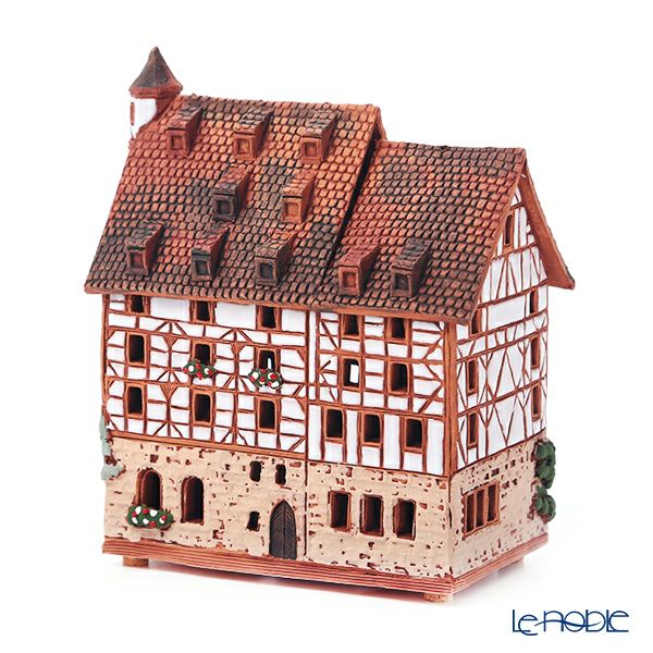 北欧リトアニア製陶器 ミデーネ MIDENE ミニチュアハウス 煙突＆香台付 ドイツ ニュルンベルクのピラトゥスハウス 15cm B338AR