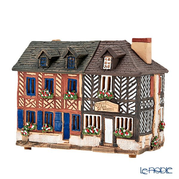 北欧リトアニア製陶器 ミデーネ MIDENE ミニチュアハウス 煙突＆香台付 フランス カフェ・ド・コワフュール ブーヴロン＝アン＝オージュ B349AR