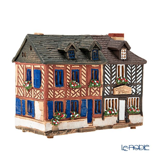 北欧リトアニア製陶器 ミデーネ MIDENE ミニチュアハウス 煙突＆香台付 フランス カフェ・ド・コワフュール ブーヴロン＝アン＝オージュ B349AR