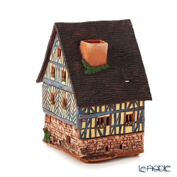 北欧リトアニア製陶器 ミデーネ MIDENE ミニチュアハウス 煙突＆香台付 フランス レンヌの家 C306AR