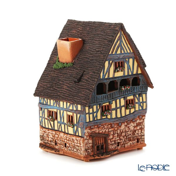 北欧リトアニア製陶器 ミデーネ MIDENE ミニチュアハウス 煙突＆香台付 フランス レンヌの家 C306AR