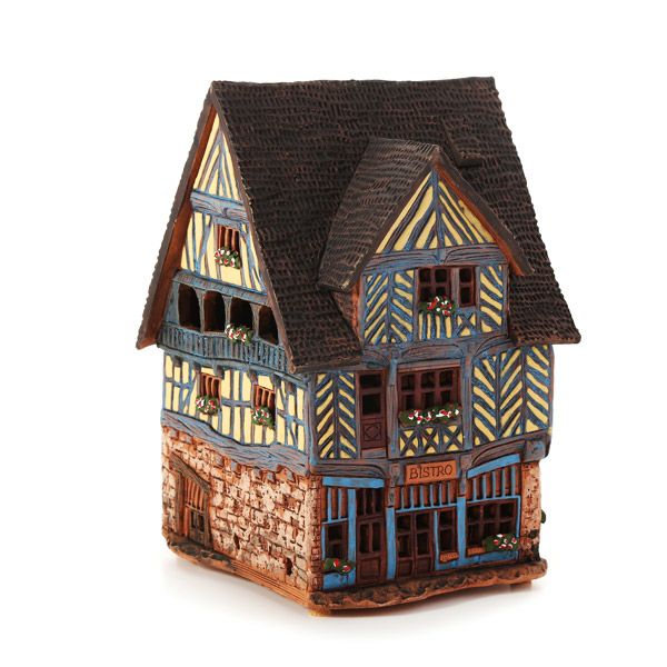 北欧リトアニア製陶器 ミデーネ MIDENE ミニチュアハウス 煙突＆香台付 フランス レンヌの家 C306AR