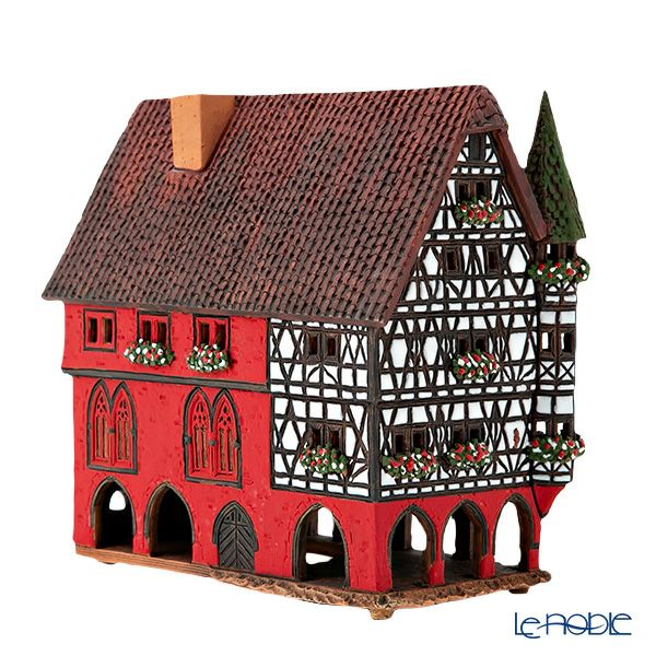 北欧リトアニア製陶器 ミデーネ MIDENE ミニチュアハウス 煙突＆香台付 ドイツ フルダの市役所 C330AR