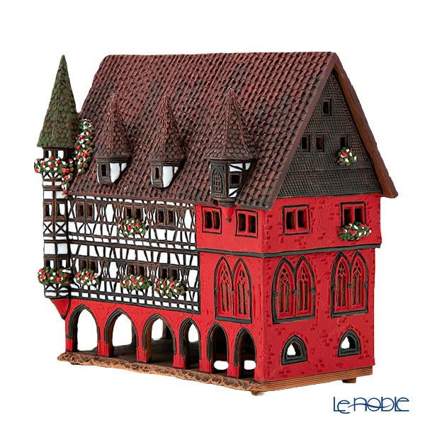 北欧リトアニア製陶器 ミデーネ MIDENE ミニチュアハウス 煙突＆香台付 ドイツ フルダの市役所 C330AR