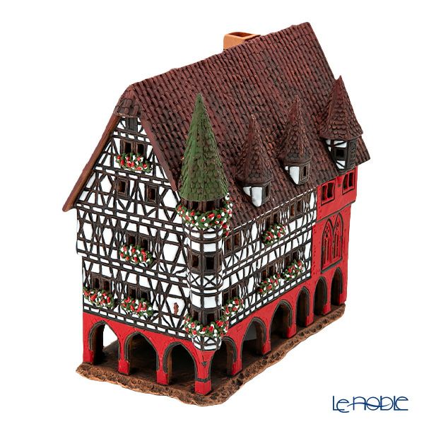 北欧リトアニア製陶器 ミデーネ MIDENE ミニチュアハウス 煙突＆香台付 ドイツ フルダの市役所 C330AR