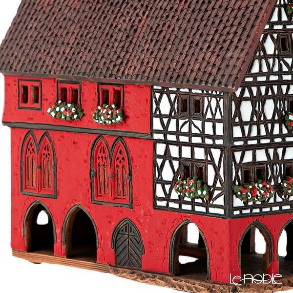 北欧リトアニア製陶器 ミデーネ MIDENE ミニチュアハウス 煙突＆香台付 ドイツ フルダの市役所 C330AR