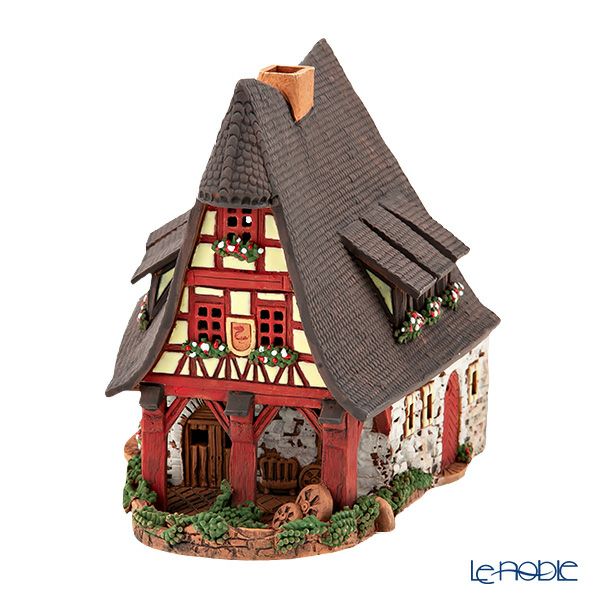 北欧リトアニア製陶器 ミデーネ MIDENE ミニチュアハウス 煙突＆香台付 ドイツ ローテンブルクの鍛冶工房 D224AR