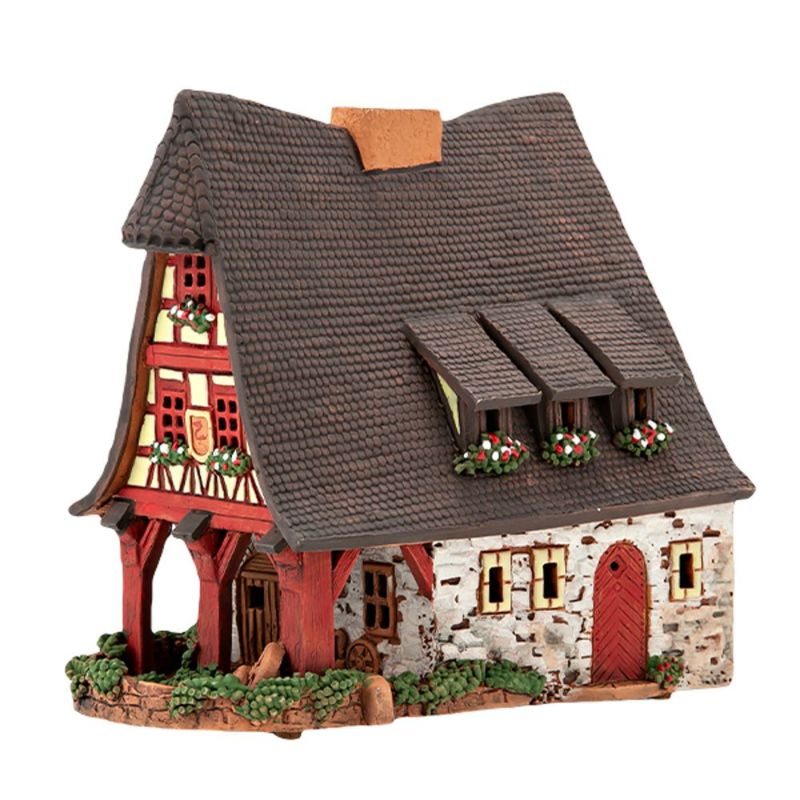 北欧リトアニア製陶器 ミデーネ MIDENE ミニチュアハウス 煙突＆香台付 ドイツ ローテンブルクの鍛冶工房 D224AR