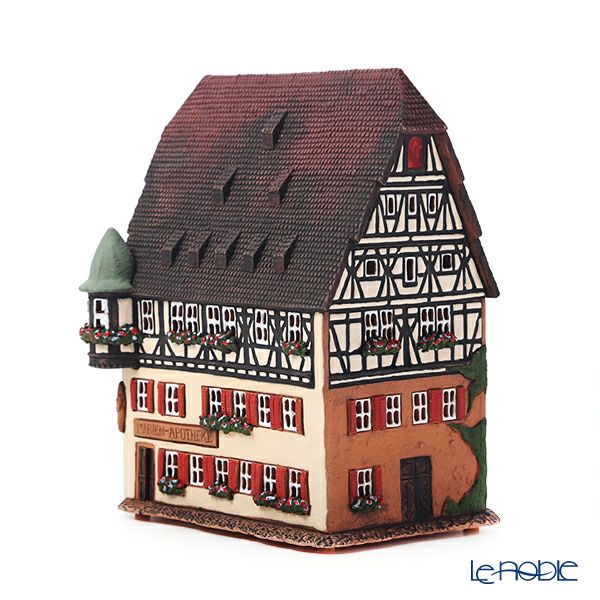 北欧リトアニア製陶器 ミデーネ MIDENE ミニチュアハウス 煙突＆香台付 ドイツ ローテンブルクの薬局 23cm D252AR