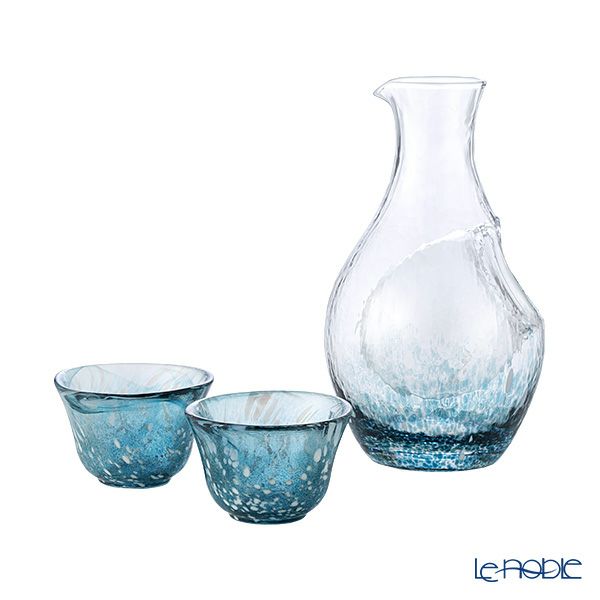東洋佐々木ガラス 冷酒セット カラフェ 300ml＆杯 55ml×2 ブルー G604-M70