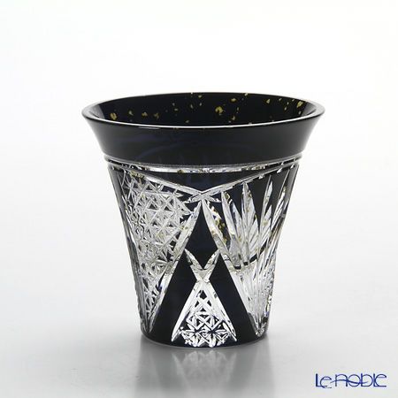 八千代切子 墨色 LSB19755SBK-C637 杯 開扇柄（ひらきおうぎがら） 85ml 【木箱入】