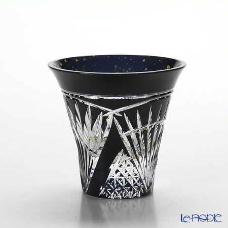 八千代切子 墨色 LSB19755SBK-C637 杯 開扇柄（ひらきおうぎがら） 85ml 【木箱入】