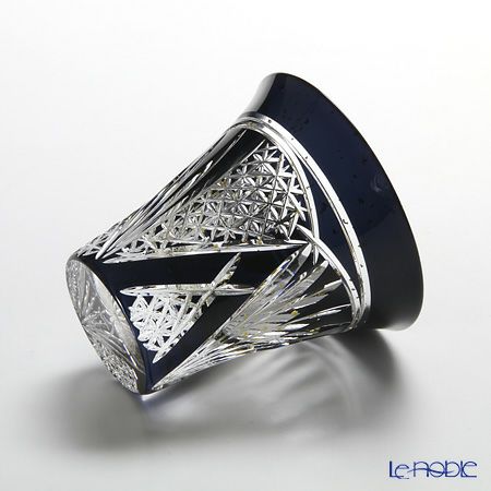 八千代切子 墨色 LSB19755SBK-C637 杯 開扇柄（ひらきおうぎがら） 85ml 【木箱入】