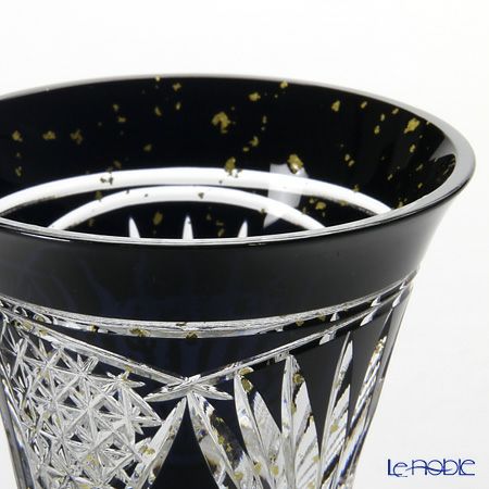 八千代切子 墨色 LSB19755SBK-C637 杯 開扇柄（ひらきおうぎがら） 85ml 【木箱入】