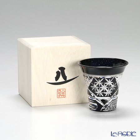 八千代切子 墨色 LSB19755SBK-C638 杯 竹垣柄 （たけがきがら） 85ml 【木箱入】
