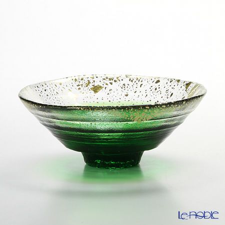 金箔鉢 43230G-WHDG 平形碗 緑溜