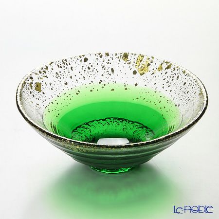 金箔鉢 43230G-WHDG 平形碗 緑溜