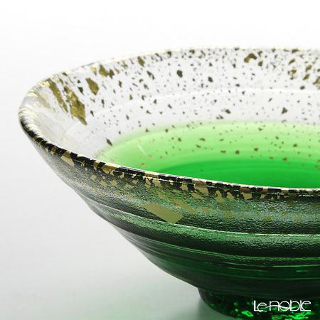 金箔鉢 43230G-WHDG 平形碗 緑溜