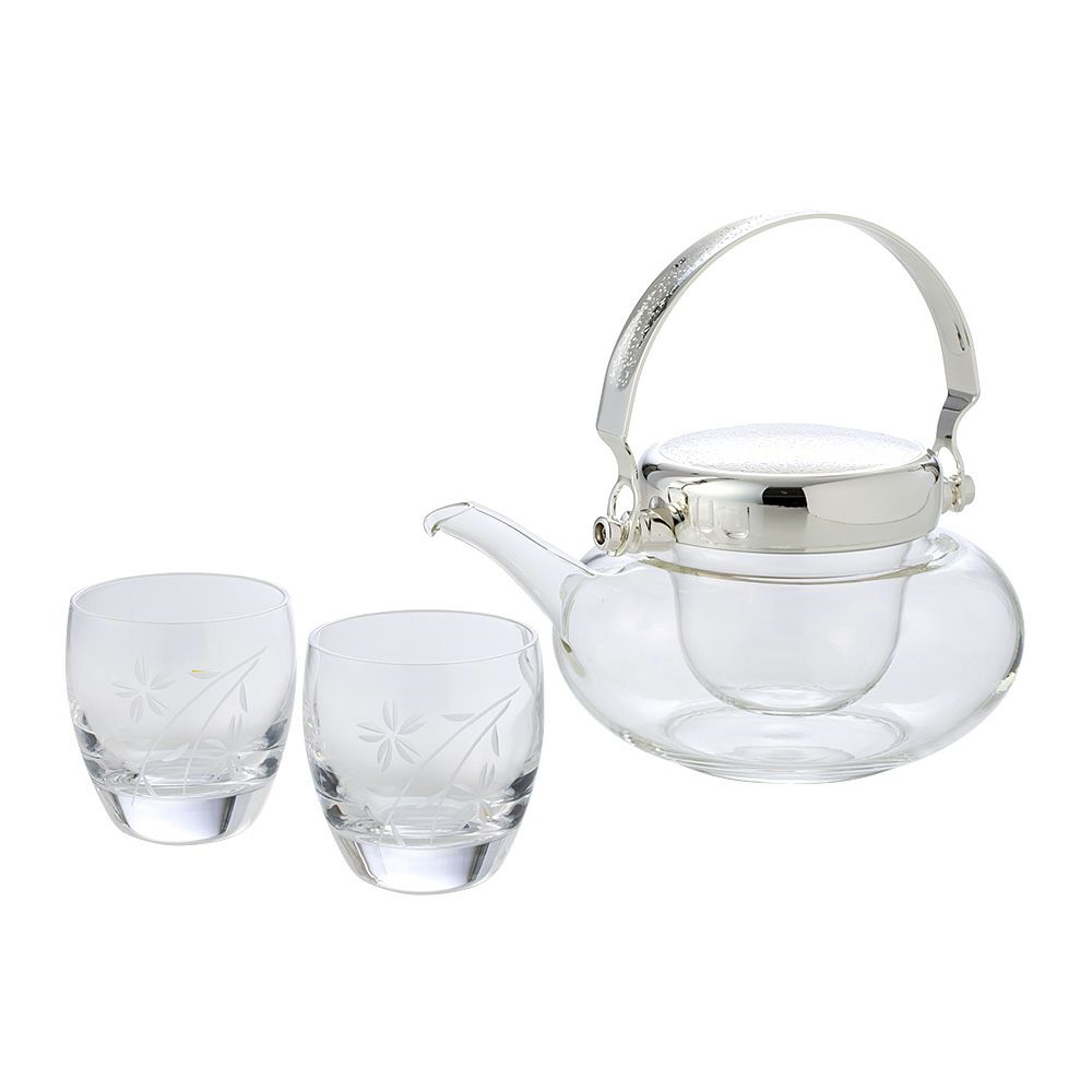 東洋佐々木ガラス 冷酒の器 しだれ桜 地炉利 360ml×1＆杯 100ml×2 G604-M74
