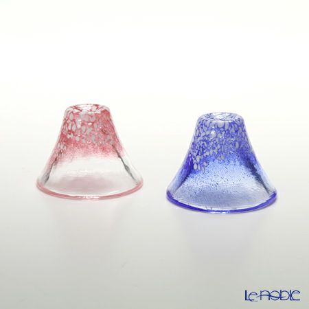 招福杯 富士山 G635-T72 冷酒杯揃え 35ml 青・赤 【木箱入】