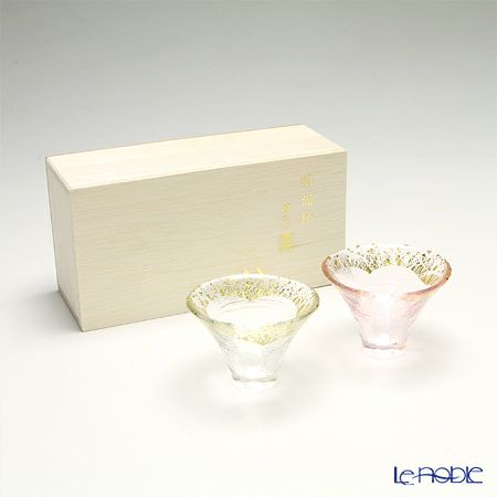 招福杯 富士山 G636-T73 冷酒杯揃え 65ml 金透き・金さくら 【木箱入】