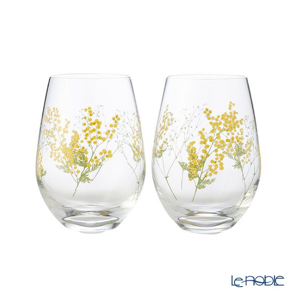 東洋佐々木ガラス 花文 hanafumi ペアタンブラー ミモザ・かすみ草柄 360ml G099-T282