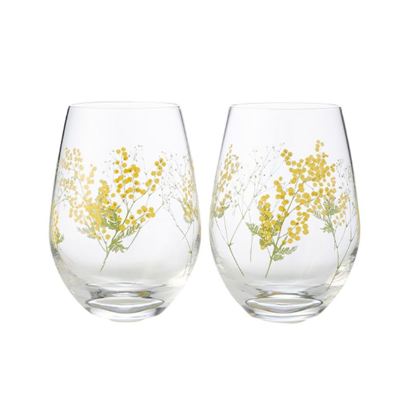 東洋佐々木ガラス 花文 hanafumi ペアタンブラー ミモザ・かすみ草柄 360ml G099-T282