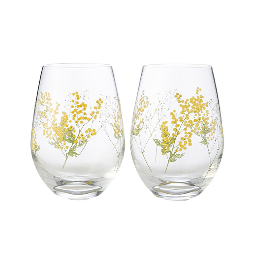 東洋佐々木ガラス 花文 hanafumi ペアタンブラー ミモザ・かすみ草柄 360ml G099-T282