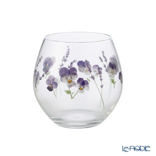 東洋佐々木ガラス 花文 hanafumi ペアフリーグラス ビオラ・ラベンダー柄 380ml G099-T283