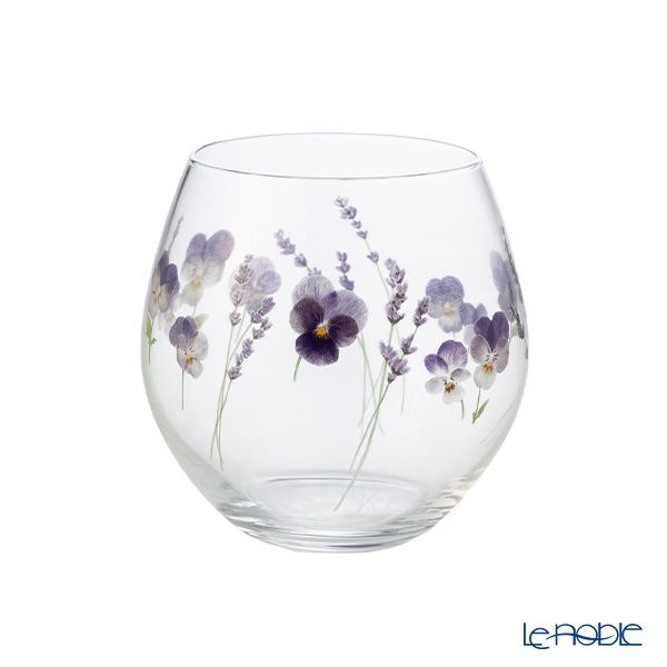 東洋佐々木ガラス 花文 hanafumi ペアフリーグラス ビオラ・ラベンダー柄 380ml G099-T283
