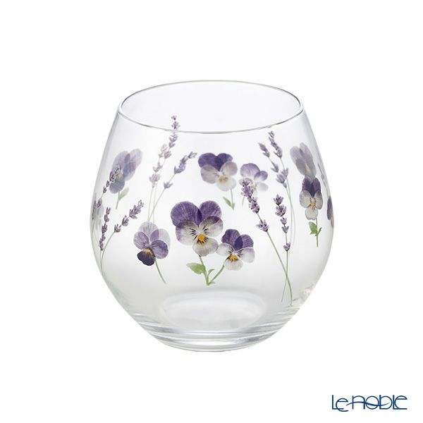 東洋佐々木ガラス 花文 hanafumi ペアフリーグラス ビオラ・ラベンダー柄 380ml G099-T283