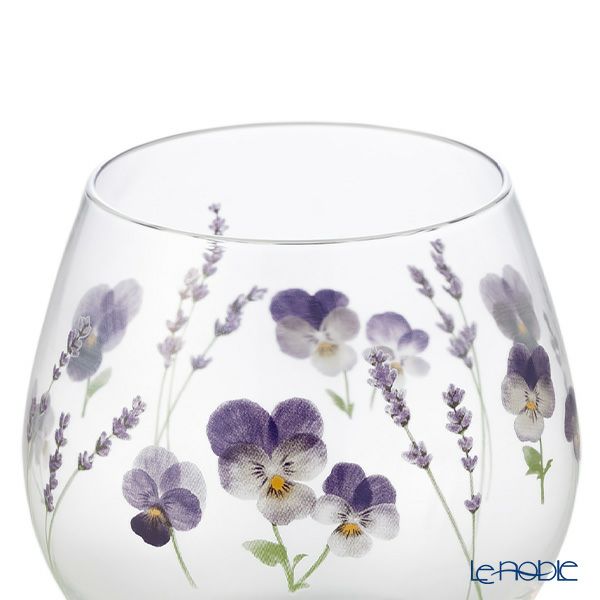 東洋佐々木ガラス 花文 hanafumi ペアフリーグラス ビオラ・ラベンダー柄 380ml G099-T283