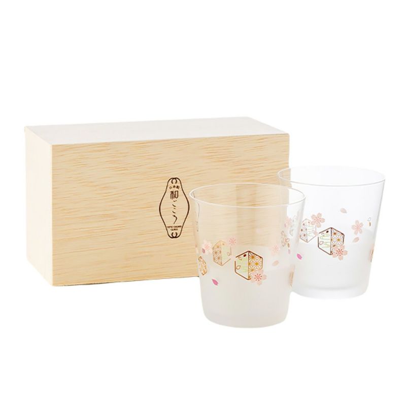 東洋佐々木ガラス 和ごころ ペアフリーグラス さくら／桜柄 285ml G102-T289 木箱入