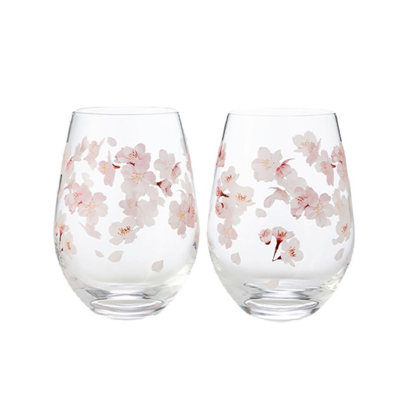 東洋佐々木ガラス 花文 hanafumi ペアタンブラー さくら／桜柄 360ml G099-T302