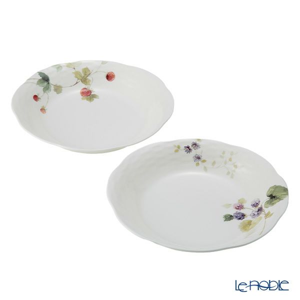 ナルミ ルーシーガーデン オーバルプレート 23cm ペア ストロベリー＆ブラックラズベリー 96011-23065P