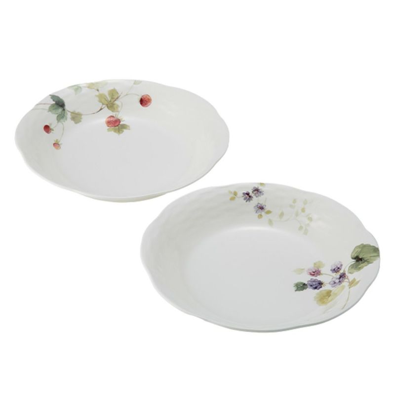 ナルミ ルーシーガーデン オーバルプレート 23cm ペア ストロベリー＆ブラックラズベリー 96011-23065P