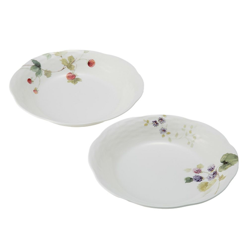 ナルミ ルーシーガーデン オーバルプレート 23cm ペア ストロベリー＆ブラックラズベリー 96011-23065P