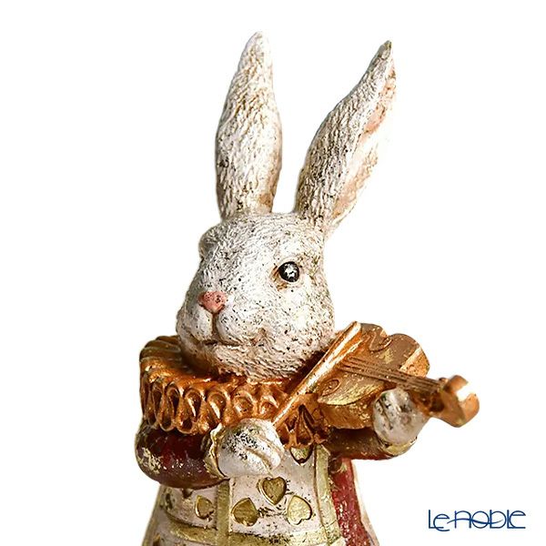 ハルモニア クリスマスオブジェ ワンダーランド ミニラビット A3 バイオリン レッド HM-011219 ポリレジン製