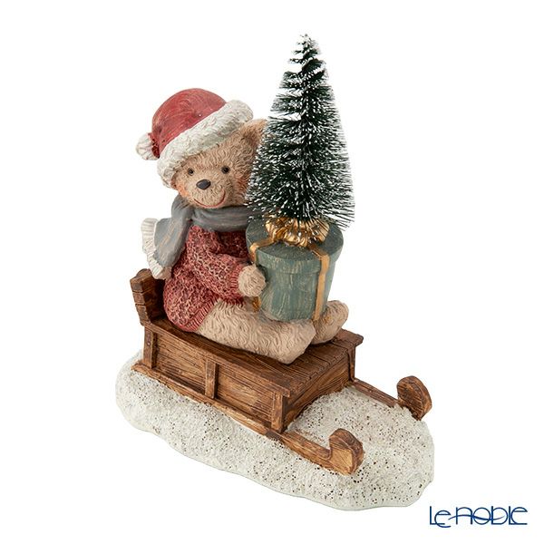 ハルモニア クリスマスオブジェ ビンテージベア スレッジ HM-010708 ポリレジン製